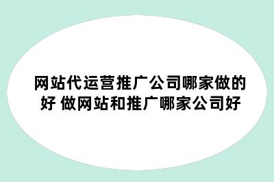 网站代运营推广公司哪家做的好 做网站和推广哪家公司好